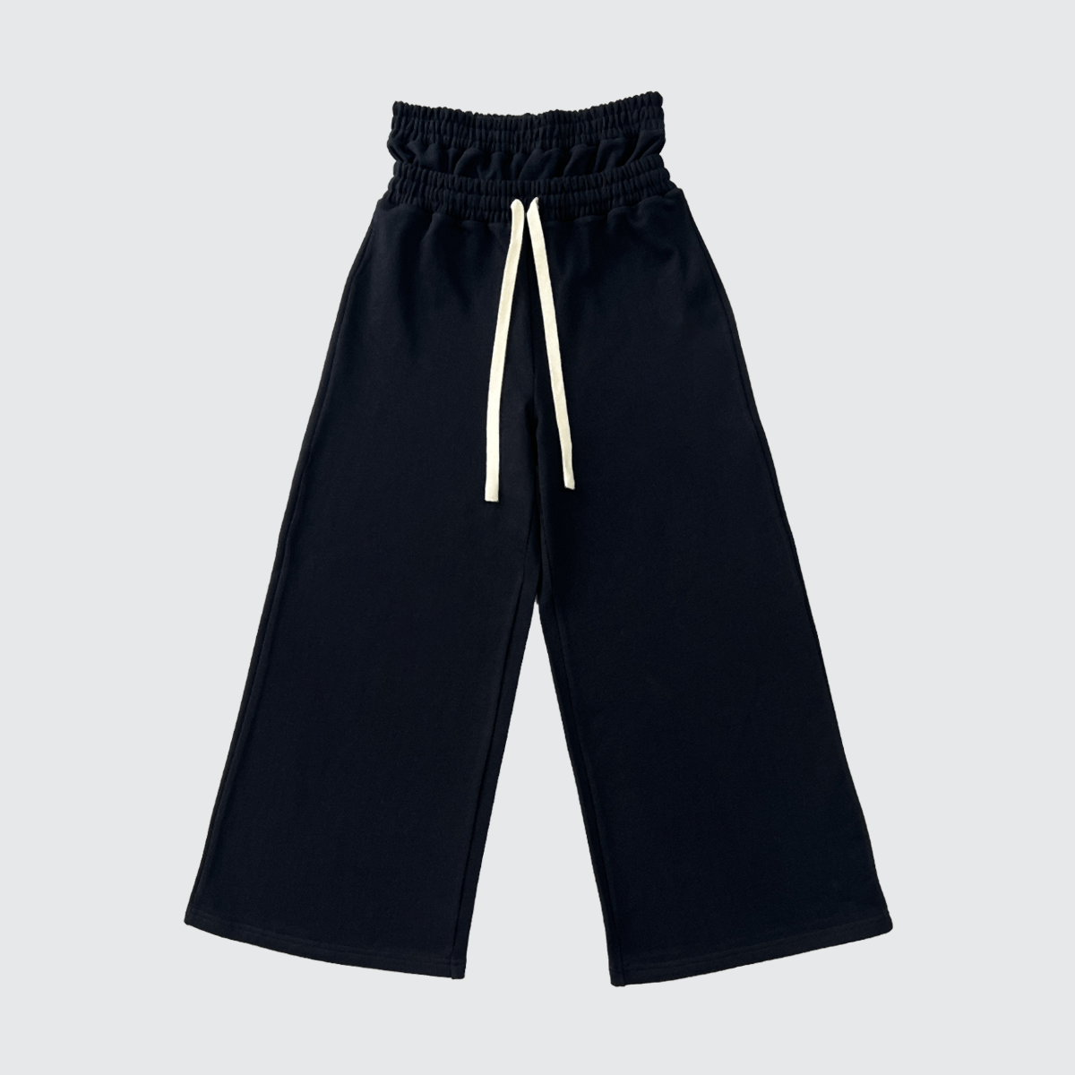 STYLESTREET Double-Waist Cotton Wide-Leg Sweatpants