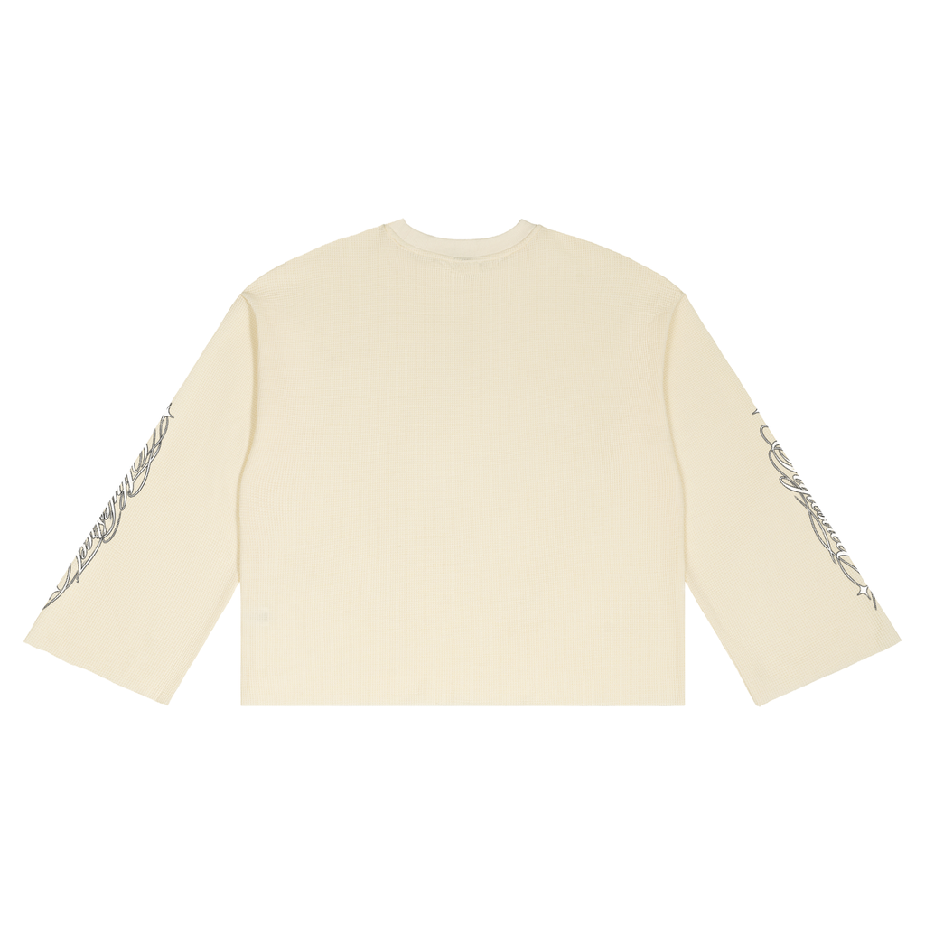STYLESTREET Raw-Edge Waffle Long-Sleeve T-Shirt