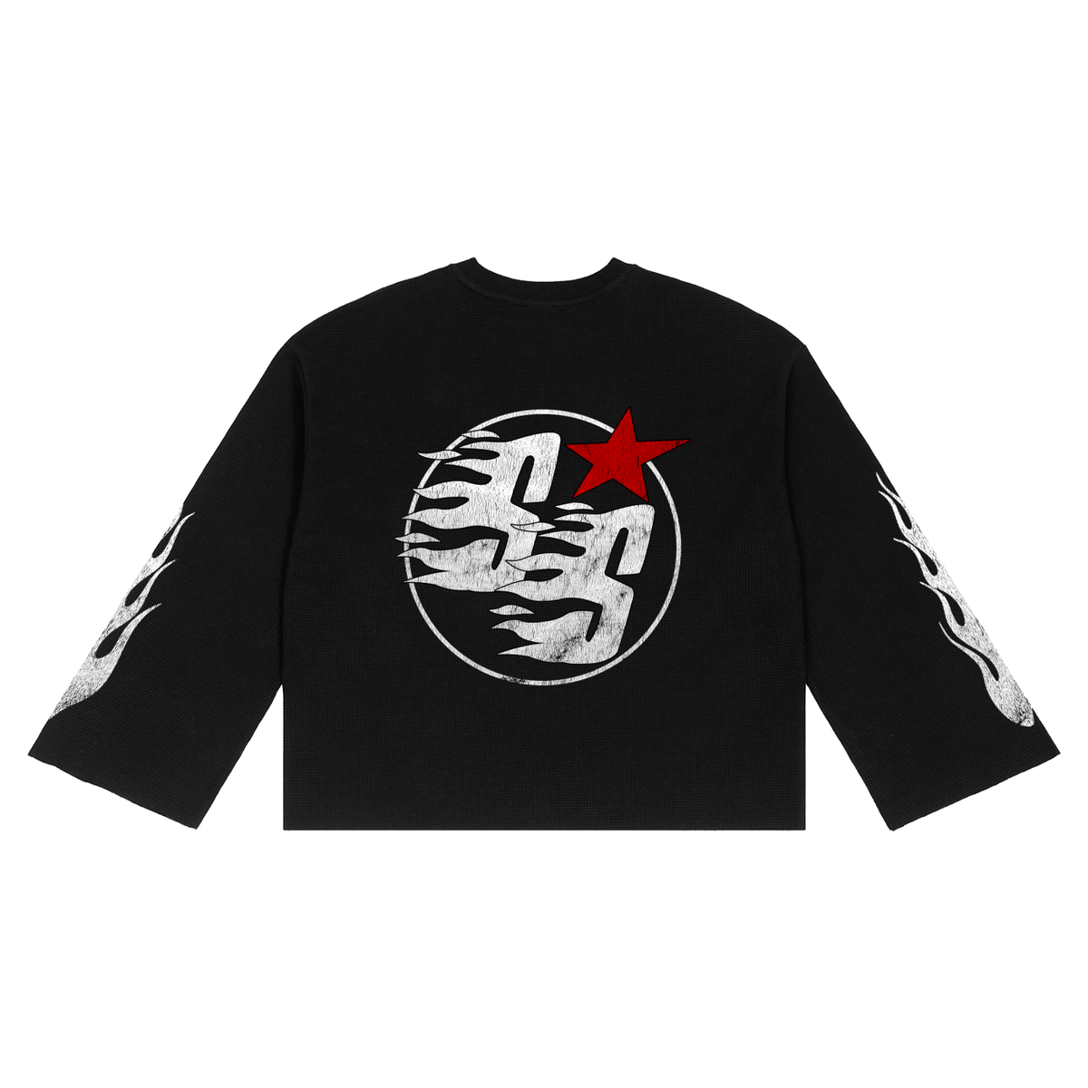STYLESTREET — Raw Edge Waffle Long Sleeve T-Shirt