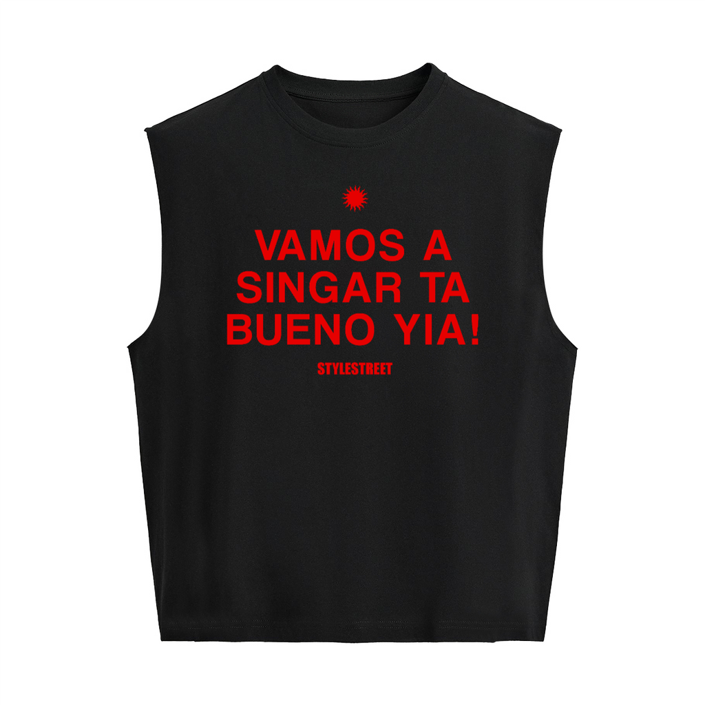 Vamos a Singar — Tank Top Boxy Fit Negra