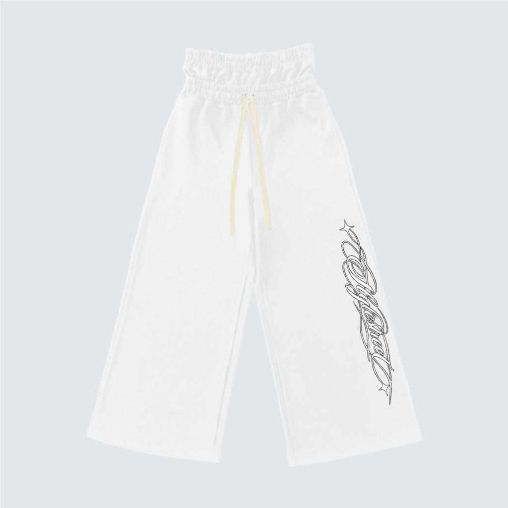 STYLESTREET Double-Waist Cotton Wide-Leg Sweatpants