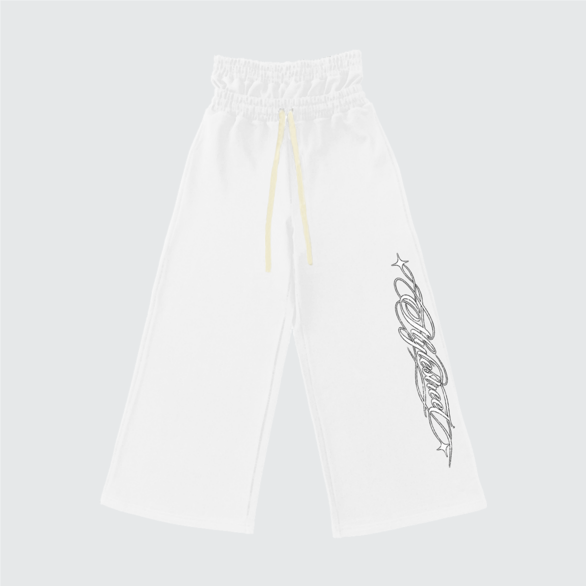 STYLESTREET Double-Waist Cotton Wide-Leg Sweatpants