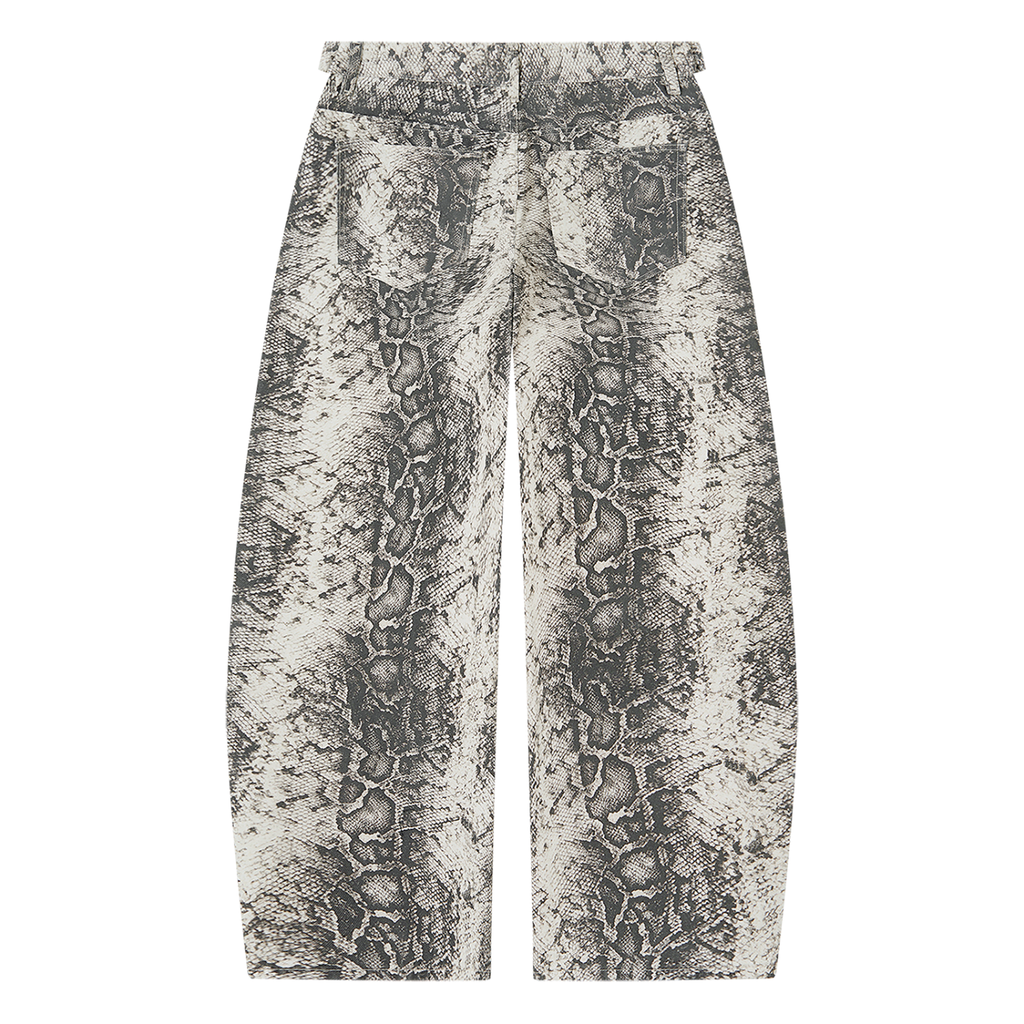 STYLESTREET Snake-Print Cotton Barrel-Leg Pants