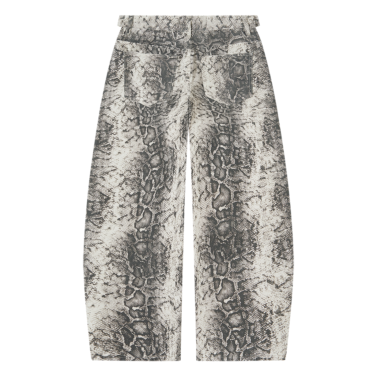 STYLESTREET Snake-Print Cotton Barrel-Leg Pants