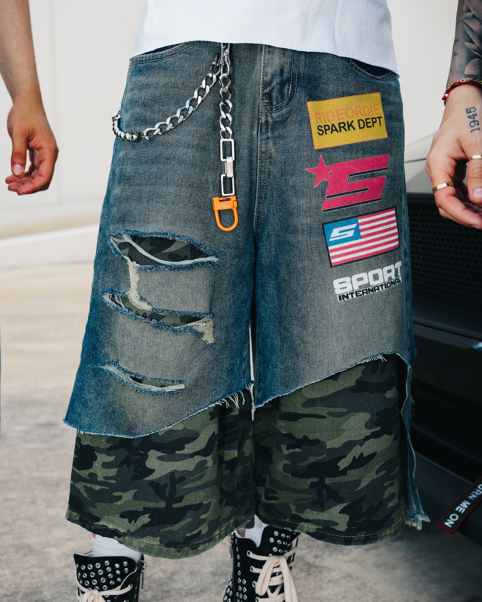 Camouflage Denim Shorts