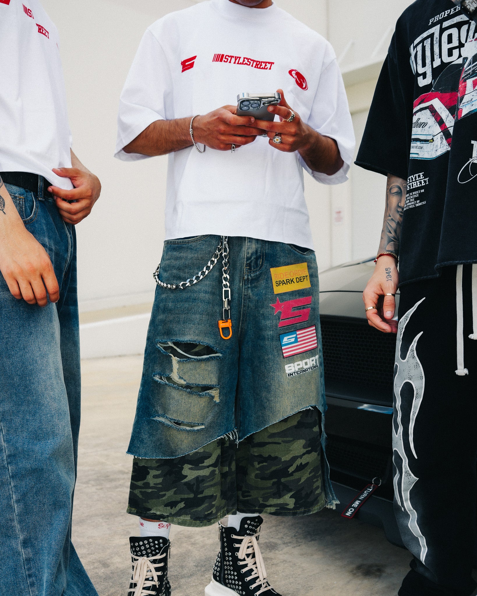 Camouflage Denim Shorts