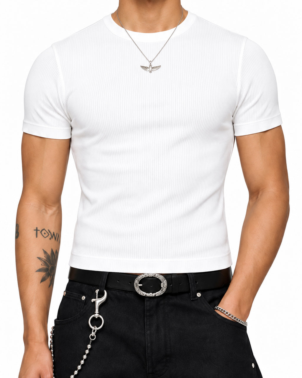 STYLESTREET — White Bodycon Ribbed Crop Top