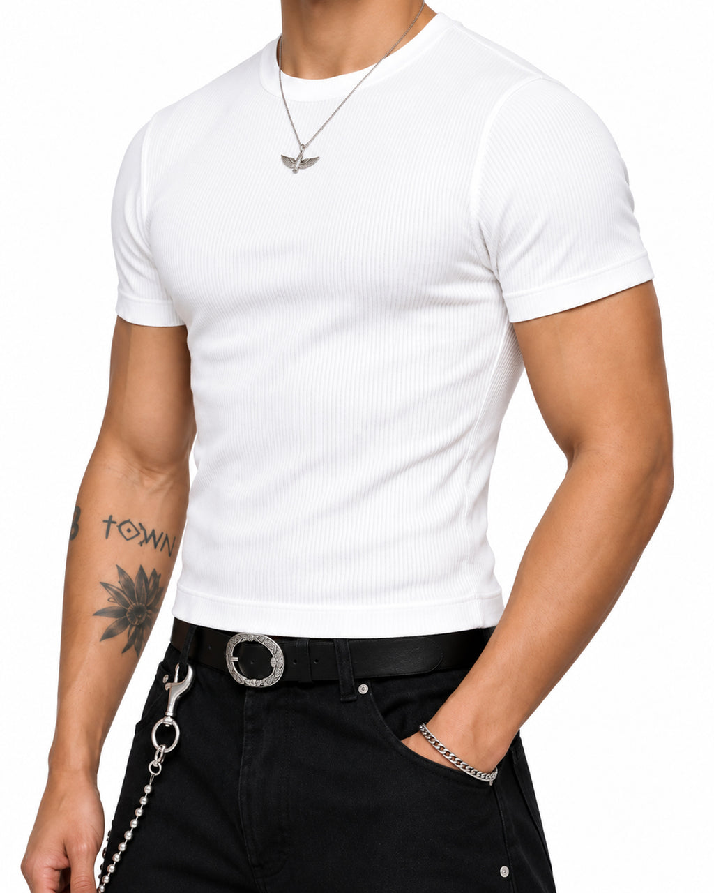 STYLESTREET — White Bodycon Ribbed Crop Top