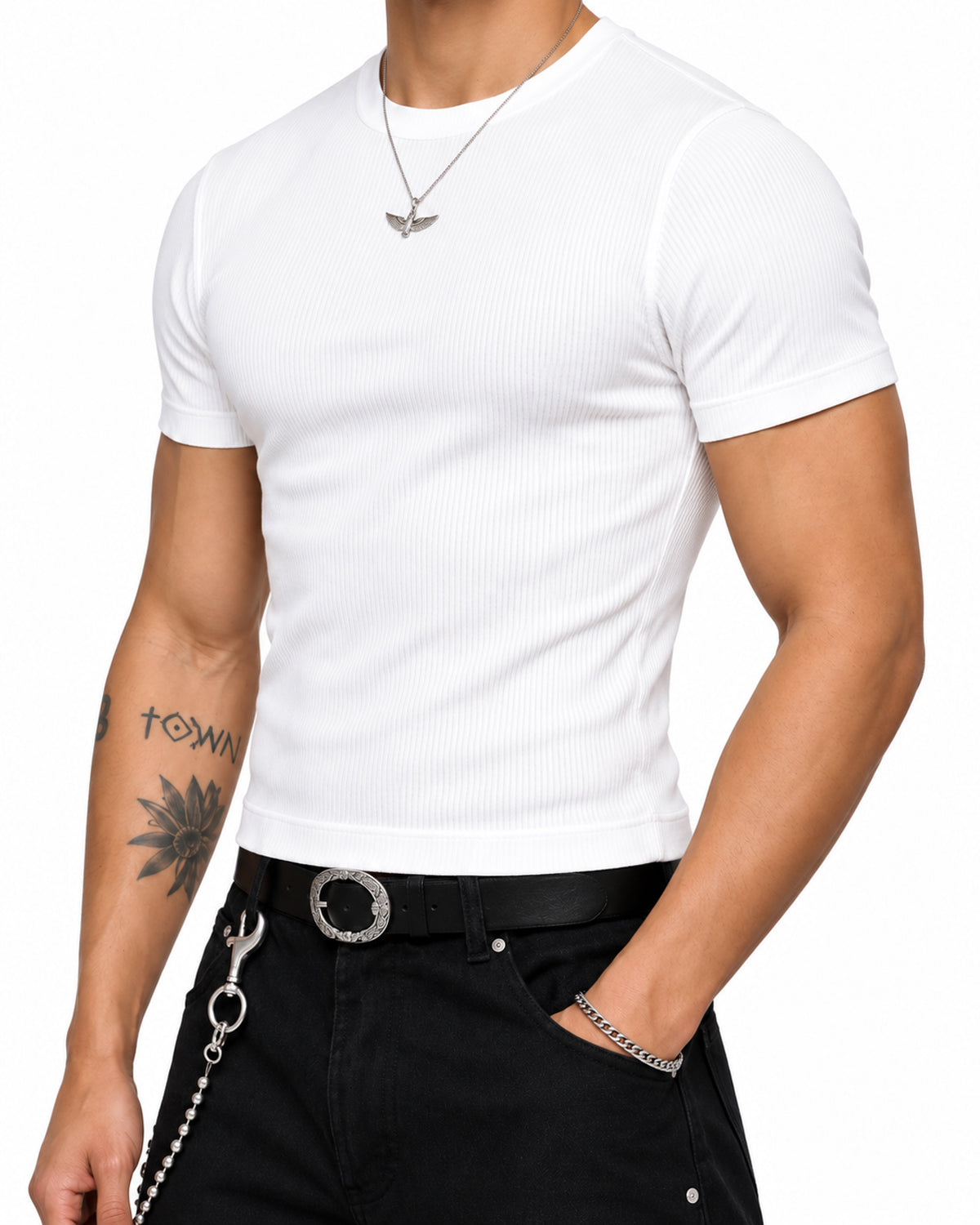 STYLESTREET — White Bodycon Ribbed Crop Top