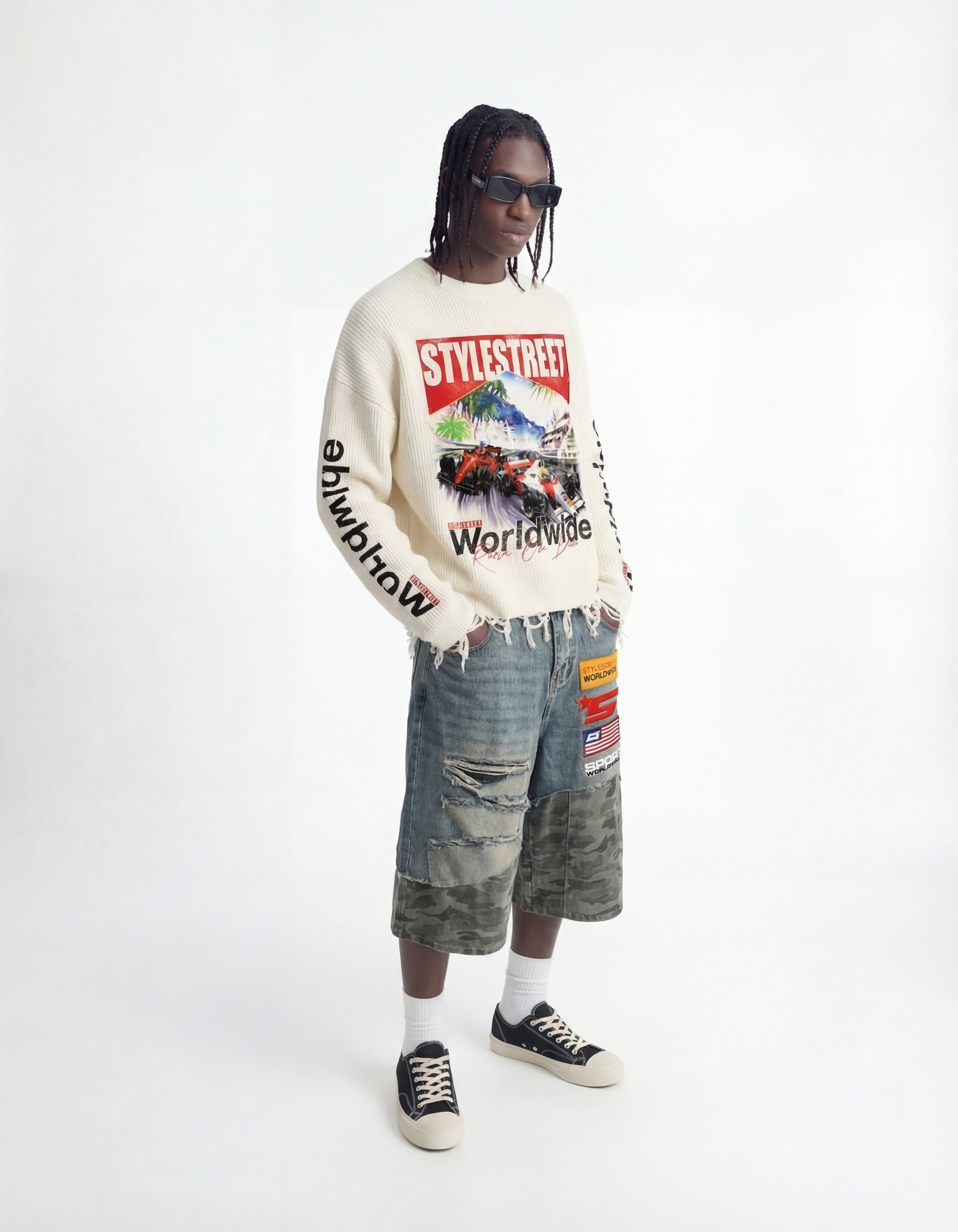 Camouflage Denim Shorts