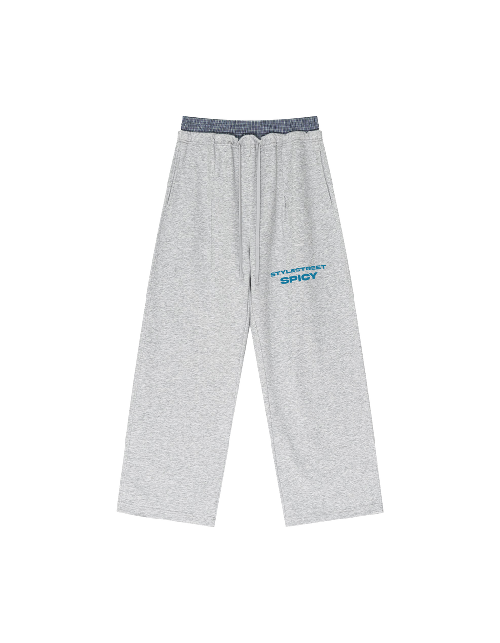 Plaid Contrast Waist Pants — Loose Fit