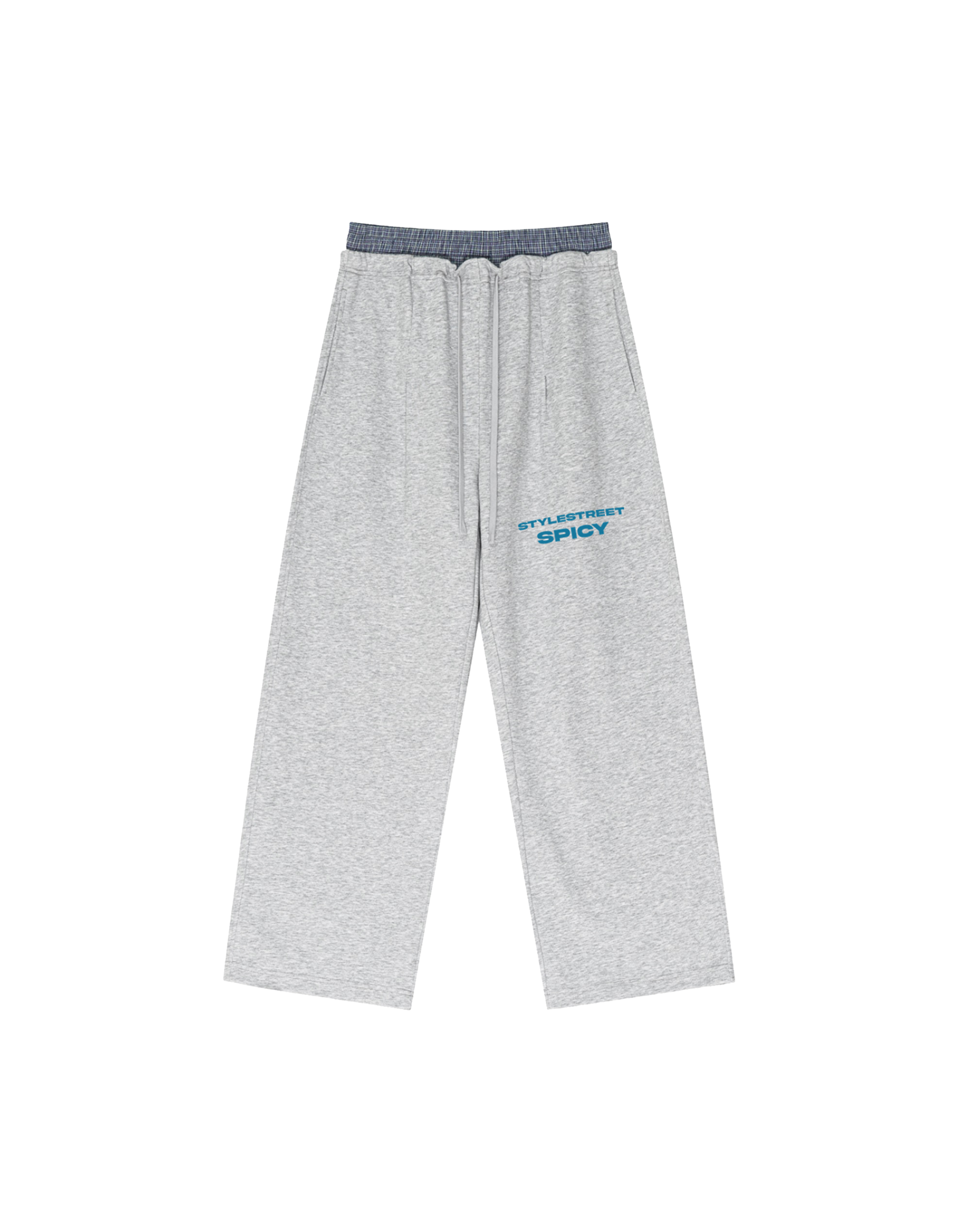 Plaid Contrast Waist Pants v2