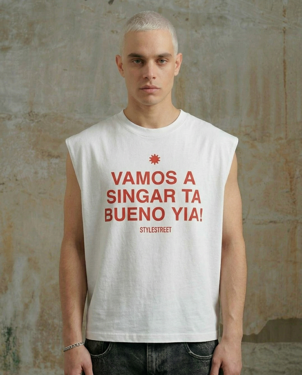 VAMOS A SINGAR - TANK TOP WHITE BOXY FIT
