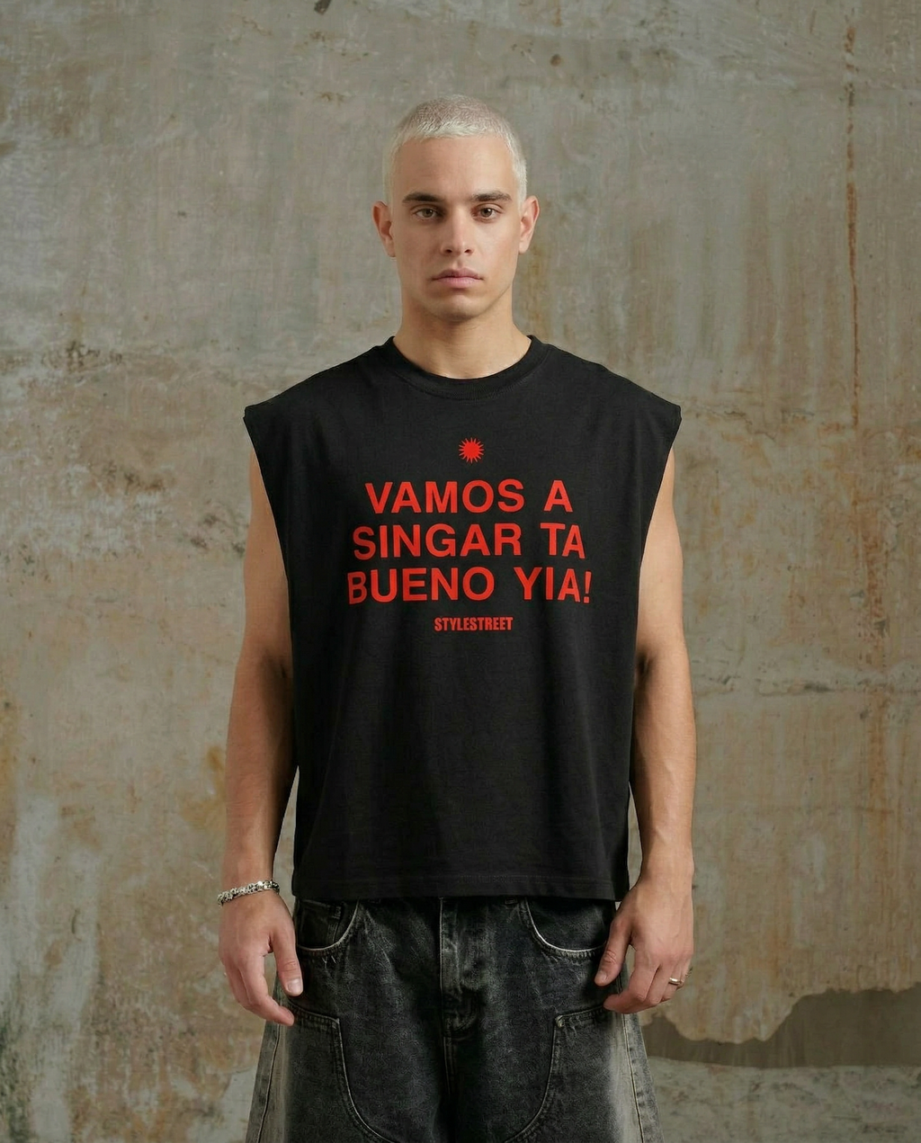 Vamos a Singar — Tank Top Boxy Fit Negra