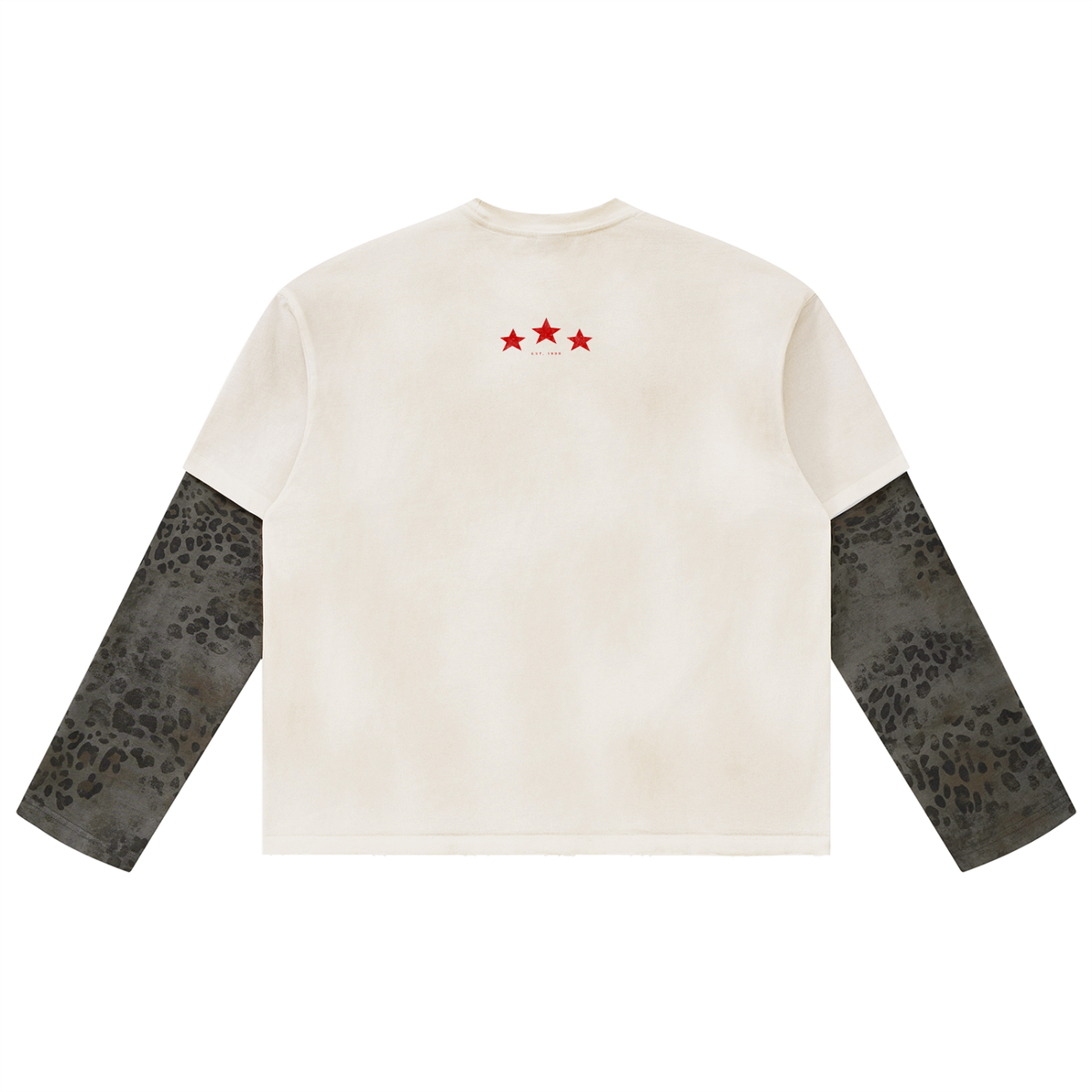 STYLESTREET Leopard-Panel Layered Long-Sleeve T-Shirt