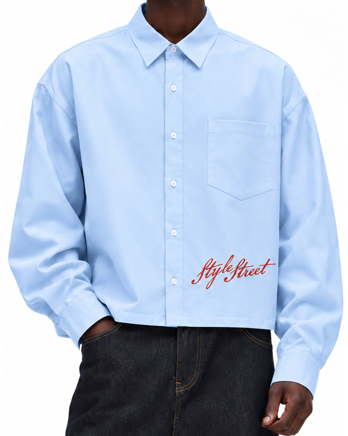 STYLESTREET — Boxy Button-Up Long Sleeve Shirt