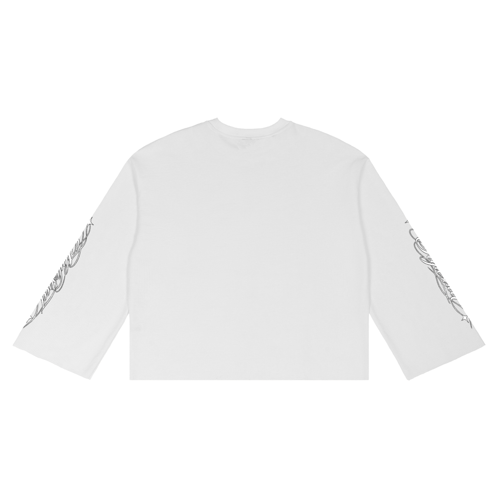STYLESTREET Raw-Edge Waffle Long-Sleeve T-Shirt