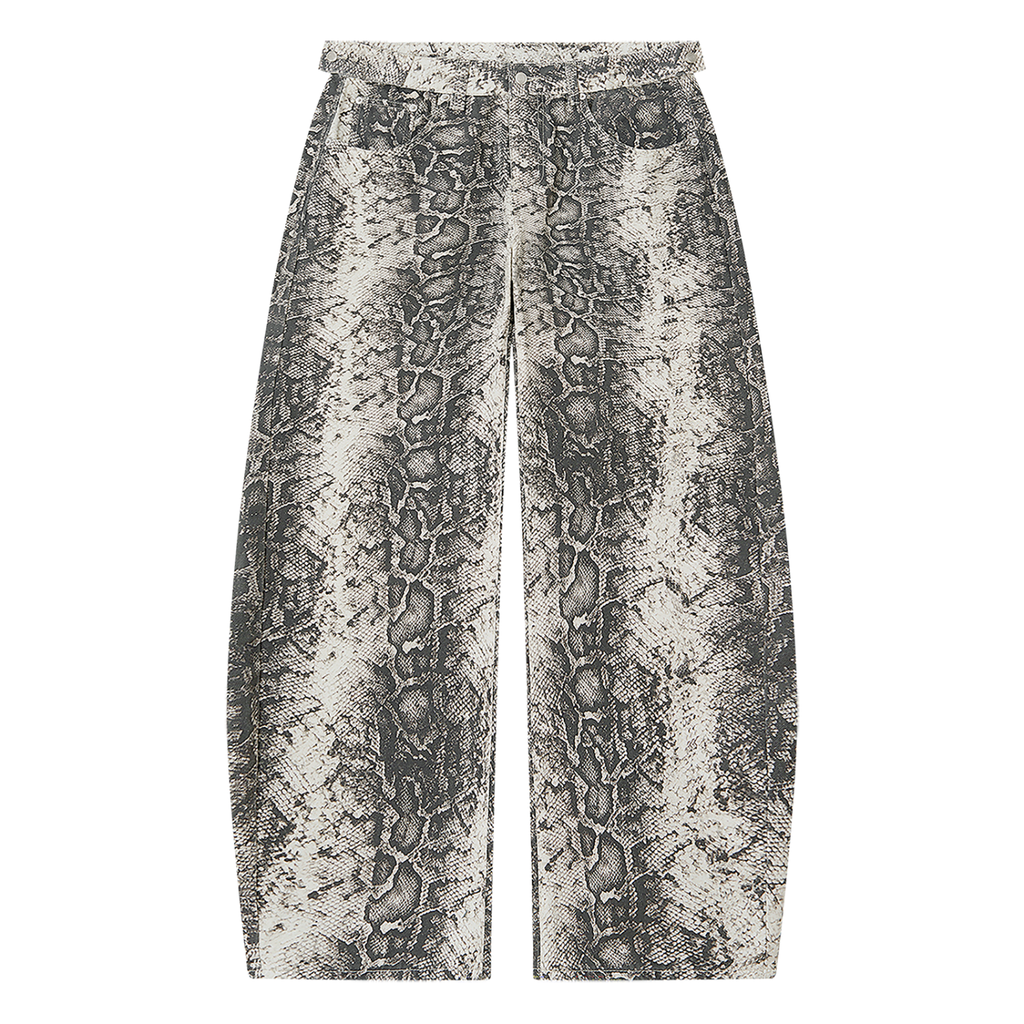 STYLESTREET Snake-Print Cotton Barrel-Leg Pants
