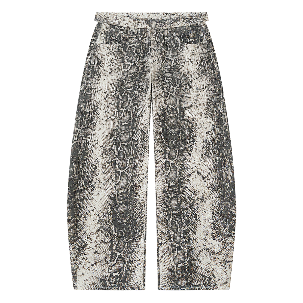 STYLESTREET Snake-Print Cotton Barrel-Leg Pants