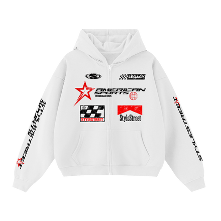 RACING Cropped Double-Zip Hoodie