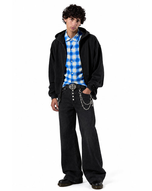 STYLESTREET Black Vintage-Wash Wide-Leg Jeans