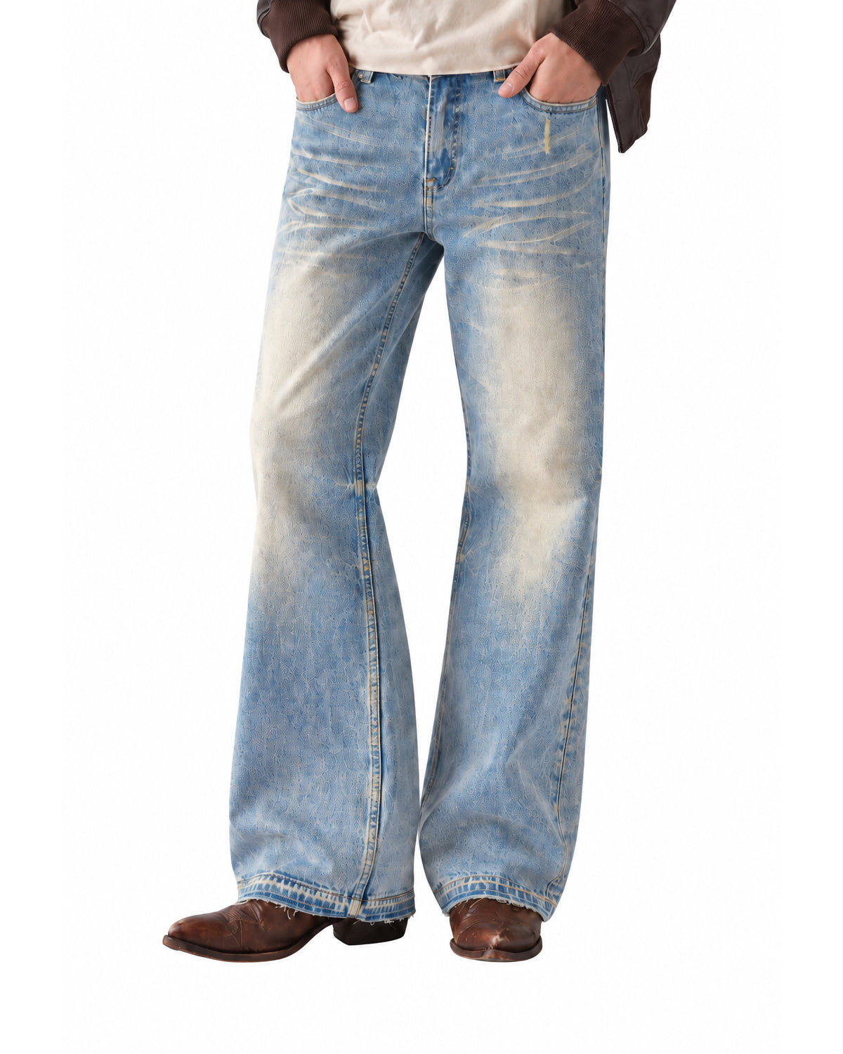 STYLESTREET — Sun Fade Raw Hem Wide-Leg Jeans