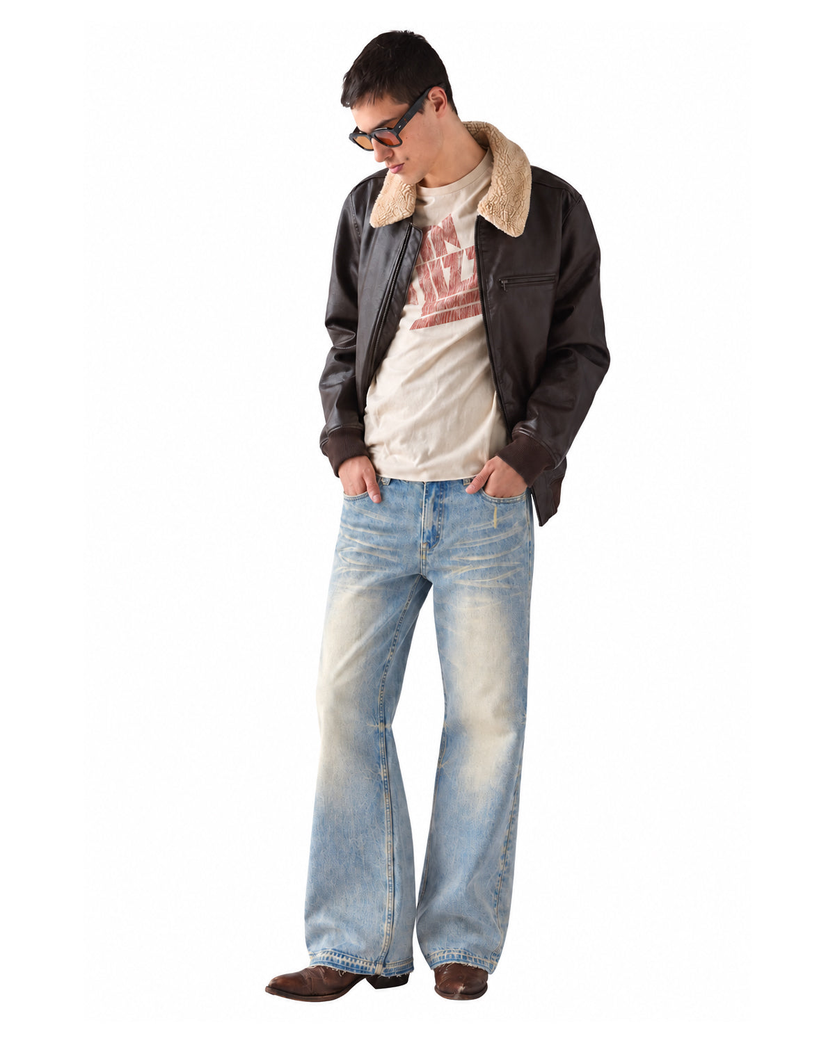 STYLESTREET — Sun Fade Raw Hem Wide-Leg Jeans